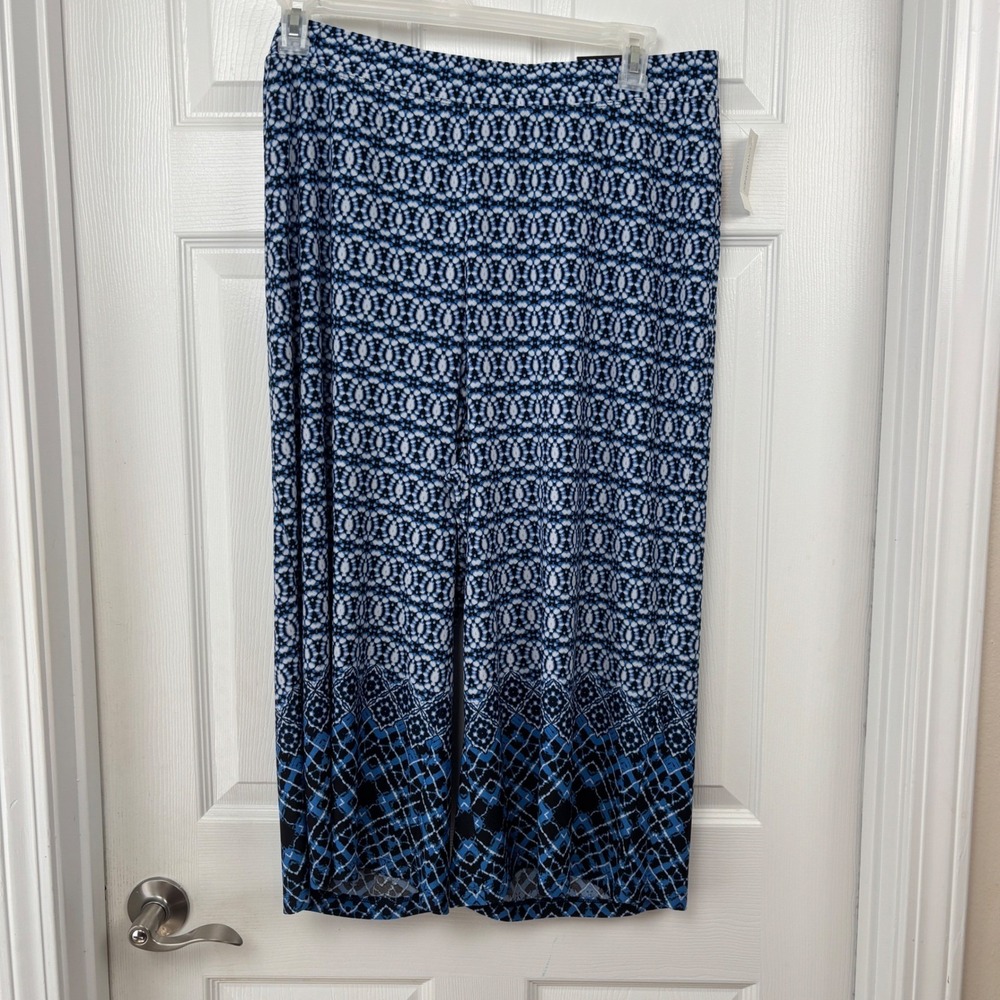 Catherines AnyWear Blue Geometric Print Wide Leg Pants 1X 18/20W NEW